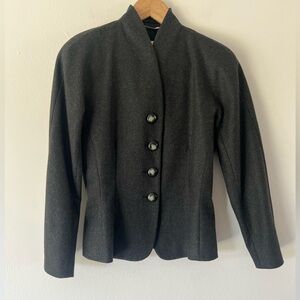 Max Mara Made In Italy Charcoal Grey Wool & Cashmere Fitted Blazer Jacket Size 4